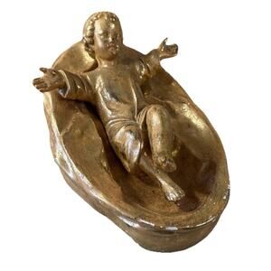 VTG RESIN BABY JESUS NATIVITY gold Flake 16” Elements